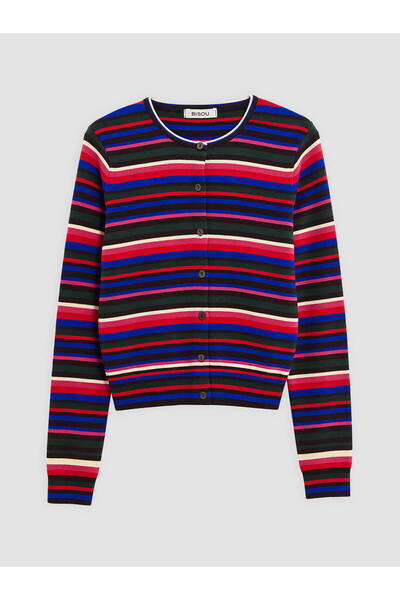 LC Waikiki Two Mt Shop Quality Lcw Modest Black Knitwear Striped Women's Card...