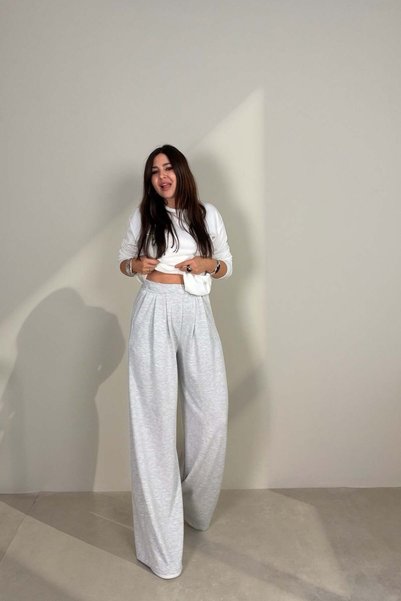 ELVAN TOLON Pleated Sweatpants, Gray