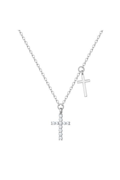 Lulu & Jane Modeschmuckhalskette Kette mit Anhänger Zirkonia weiß