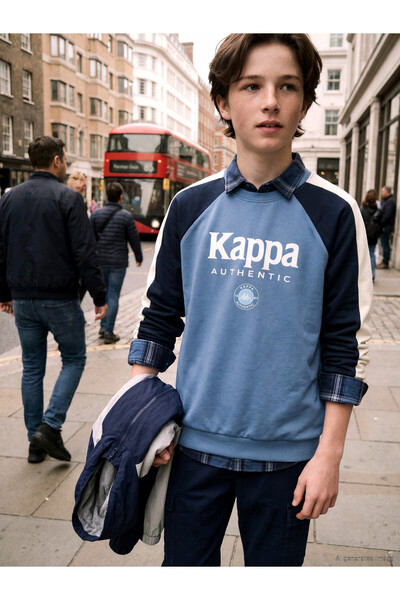 LC Waikiki Kappa LCW Kids Blue Printed Boys' Soft Touch Sweatshirt, Featuring...