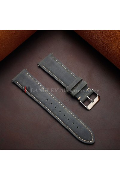 Choice 20mm Gray Cowhide Leather Watch Strap 14mm 16mm 18mm 20mm 22mm 24mm fo...