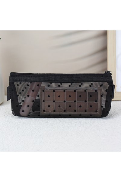 Choice Black Heart-shaped Mesh Transparent Makeup Brush Storage Bag Portable ...