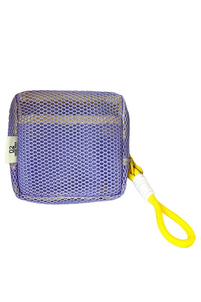 Choice Lavender Small Mesh Beach Pouch Clear Cosmetic Bag with Detachable Wri...