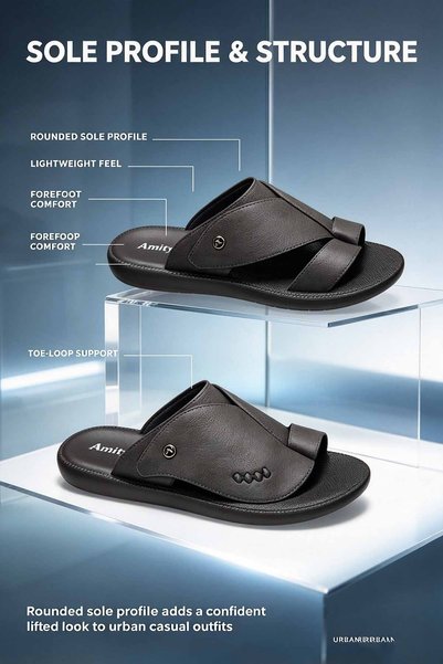 Najd Trend Mall Men's Premium Pebbled Leather Slides Crisscross Detail Wide S...