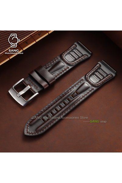 Choice 22mm Dark Brown 18mm 20mm 22mm 24mm Leather Watchband Accessories Vint...