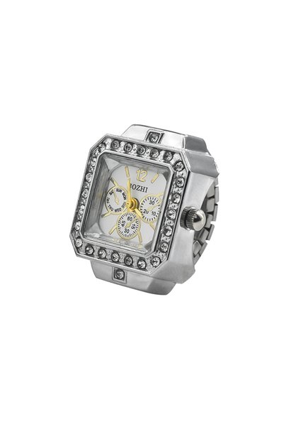 Choice silvery New Hot Sales Creative Diamond Set British Ring Watch Alloy Sh...