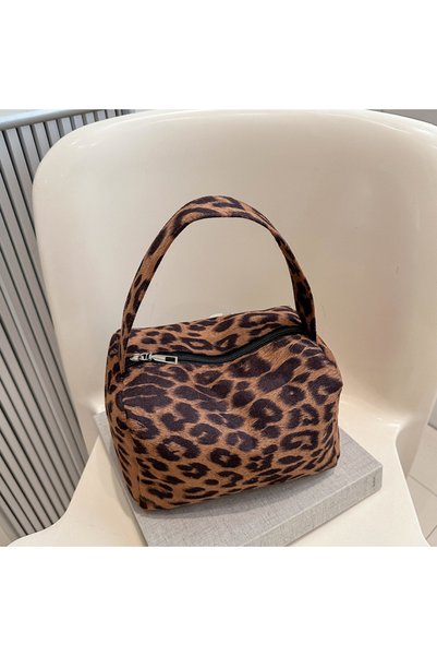 Choice Brown Leopard Print Cosmetic Bag for Women, Portable Large-Capacity Tr...