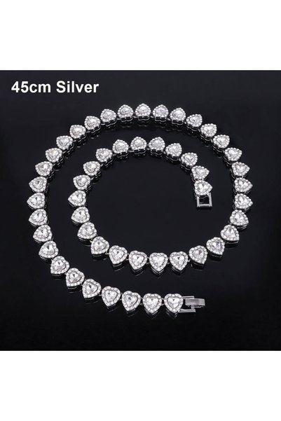 Choice 45cm Silver 1Pcs New Heart-shaped Rhinestone Necklace Shiny Heart 20/4...