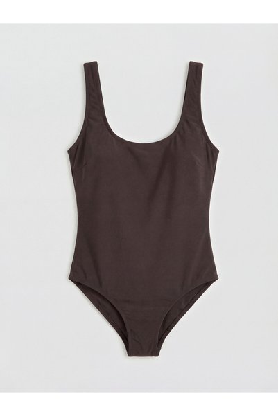 LC Waikiki Alita City Farkıyla Soulife Brown Plain Women's Swimsuit