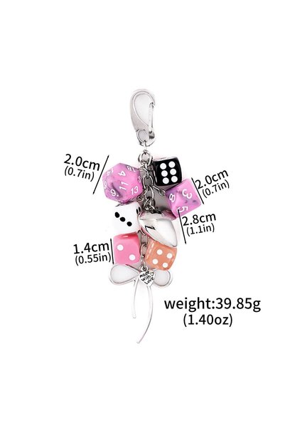 Choice BG00057 Korean Dice Bag Charm Y2K Love Heart Key Resin Keychain Men Pi...