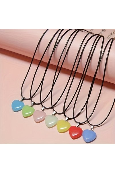 Choice 5Pcs Random color 5Pcs A Glow-in-the-Dark Heart-Shaped Necklace Set, F...