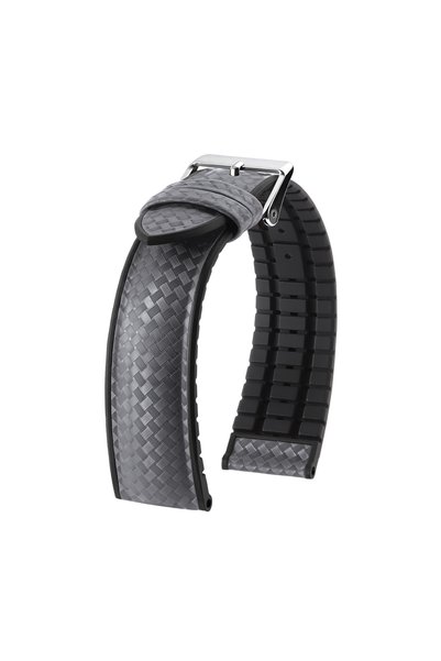 Choice Silver Buckle 20mm Dark Gray New 20mm Carbon Fiber Silicone Band Water...
