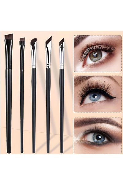 Choice black 5pcs Precision Eye Makeup Brush Set with Sickle Eyeliner, Angled...