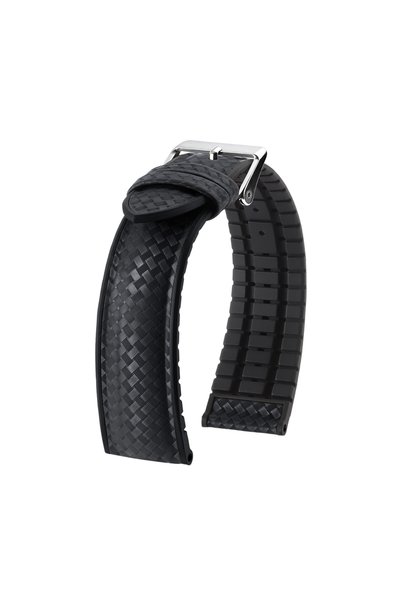 Choice Silver Buckle 20mm Black New 20mm Carbon Fiber Silicone Band Waterproo...