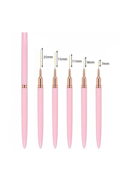 DUTRIEUX Pink 5Pcs Nail Art Liner Brush Set Professional Thin Striping Pen UV...