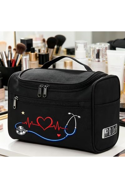 Choice 4 Medical Storage Bag, Stethoscope Heart ECG Print Portable Toiletry B...