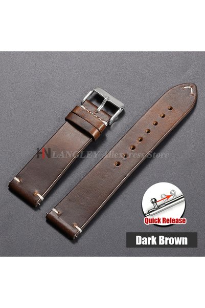Choice 22mm Dark Brown 18mm 20mm 22mm 19mm 21mm 24mm Vintage Oil Wax Leather ...