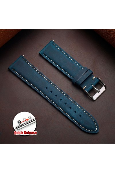 Choice 20mm Blue Cowhide Watch Strap 14mm 16mm 18mm 20mm 22mm 24mm Vintage Da...
