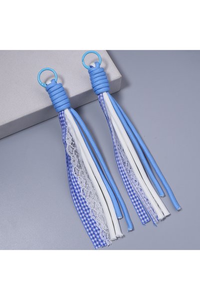 Choice 21cm blue 2pcs/lot Sweet Lace Plaid Ribbon Braided Lanyard Charms Keyc...