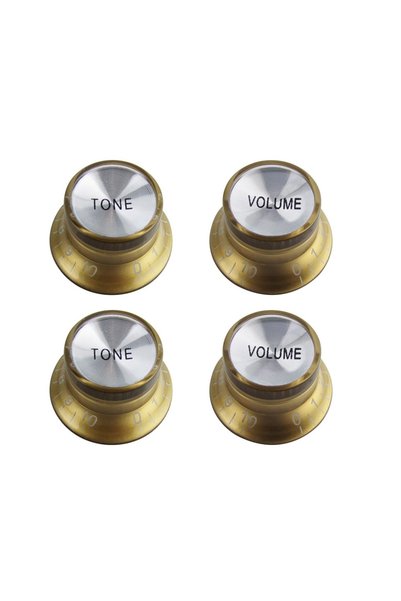 Choice Gold 2T2V FLEOR 4pcs 2T2V Vintage LP Guitar Volume Tone Control Knobs ...