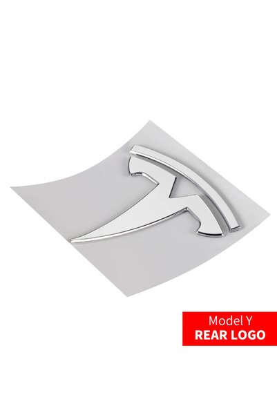 TESLA Model Y Silver-Rear Car Front Emblem Rear Trunk Emblem Sticker for Mode...