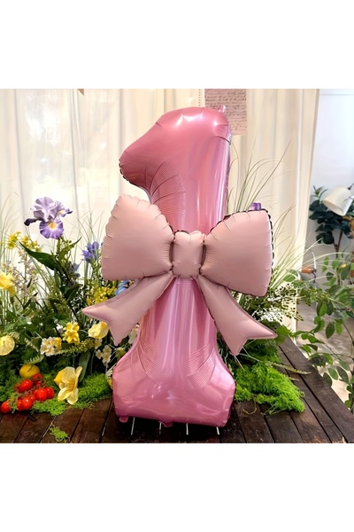 Choice Other 1 2pcs 32in Pink Number & Shape Foil Balloons, Matte Bow, Birthd...