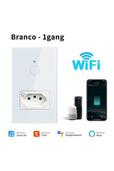 Choice Branco-1gang Tuya WiFi Smart Switch with Brazil Socket Plug 10A 1/2 Ga...