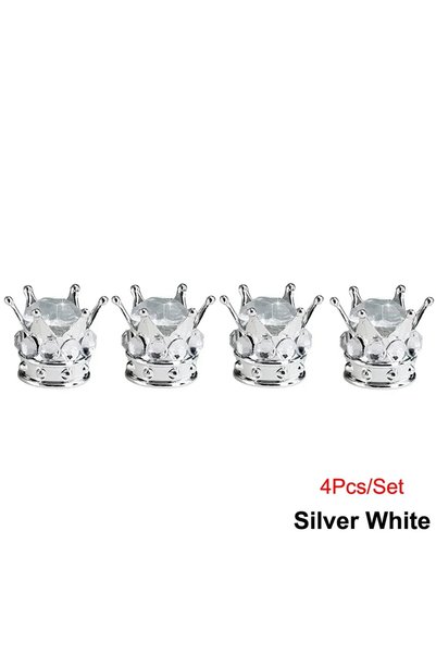 Choice Silver-White 4PCS Wheel Tire Valve Caps Cover Crown Shape Bling Diamon...