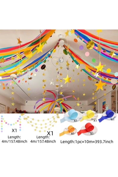 Choice Set A Rainbow Party Decorations Set with 5 Colorful Crepe Paper Stream...