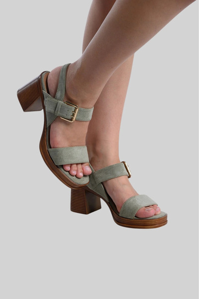 Marilyn Boutique Πέδιλο Suede Χοντρό Τακούνι