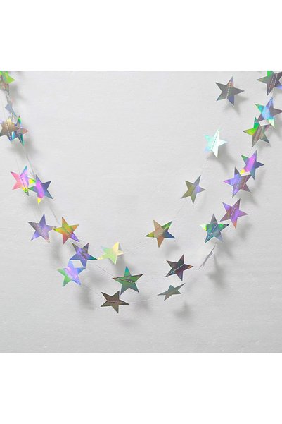 Choice 4m colorful 1PC 2/4m Gold Silver Paper Garland Star String Banners Wed...