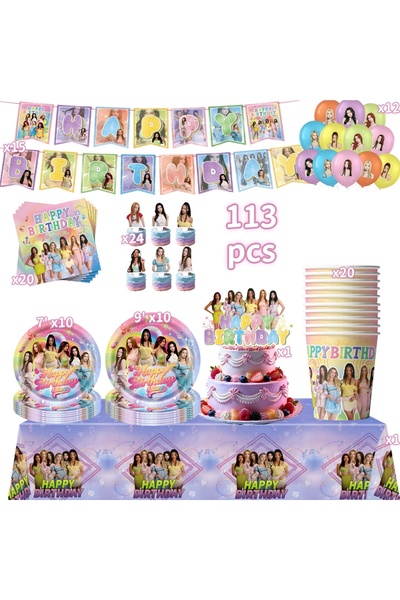 Hasbro 113pcs set New Katseye Birthday Party Decoration Tableware Set Tablecl...