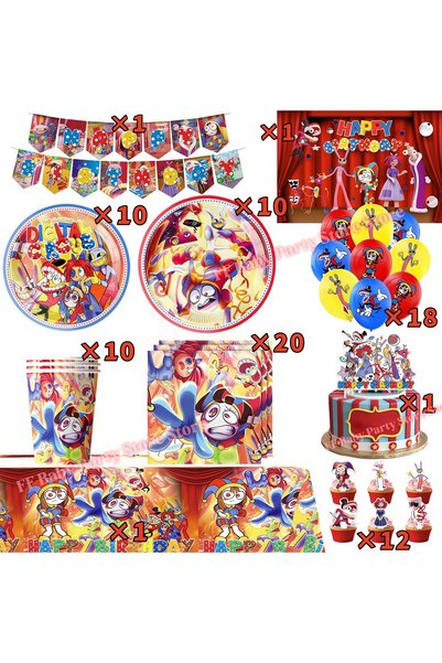 Choice 84pcs Amazing Tableware Birthday Party Decoration Digitaled Circus Bal...