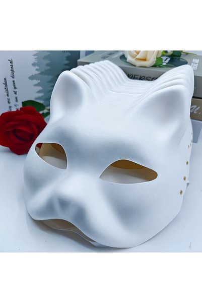 Choice 5PCS 5 Pcs Blank White Cat Mask, DIY Unpainted Half Face Mask for Kids...