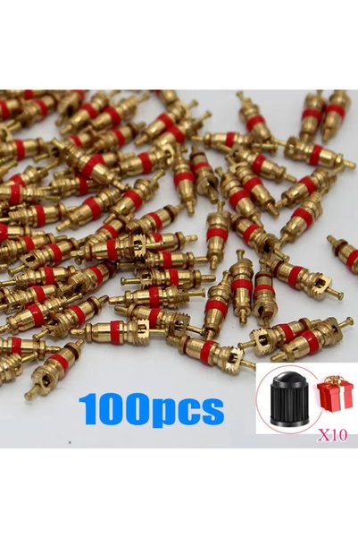Choice 100pcs Copper‑colored US Schrader Tire Valve Core, Vacuum Tyre Valve S...