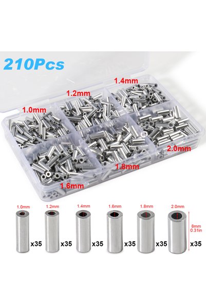 Choice 1.0 2.0 Round 210Pcs Fishing Aluminum Crimp Sleeves Oval Barrel Round ...