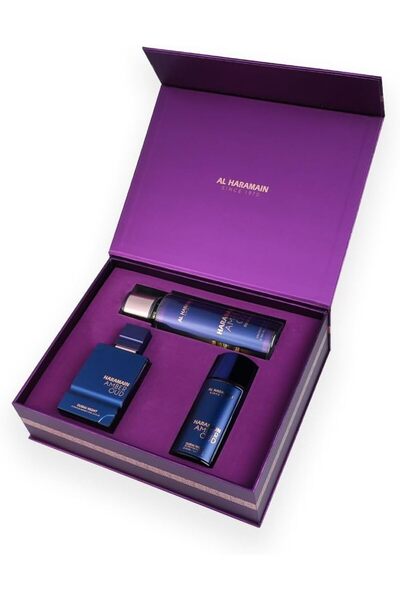 Al Haramain Amber Oud Dubai Night Perfume Gift Set, 75ml EDP + 30ml Spray + 2...