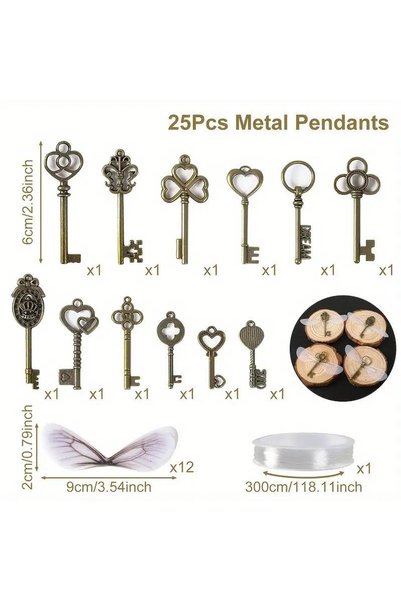 Choice 25pcs 25/49Pcs Dragonfly Keychain Charms Set Vintage Antique Filigree ...