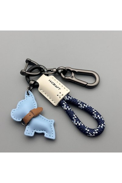 Choice Style 3 NEW Bulldog Keychain Handmade Genuine Leather, Braided Rope Ke...