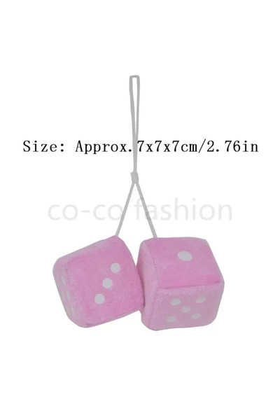 Choice Pink Car Pendant Colorful Plush Dice Craps JDM Auto Rear View Mirror C...