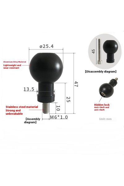 Choice A2 1Pcs Motorcycle Sport Camera Mount Connector 17mm/25.4mm Ball Head ...