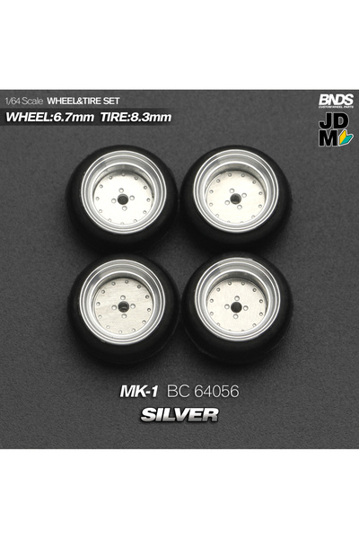 Choice BC64056 BNDS 1/64 Metal Wheels With Rubber Tires Alloy Design Rims Det...