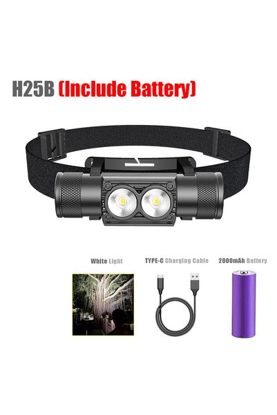 Choice H25B With Battery H25 Dual White LED Headlamp 2000LM Powerful Headligh...