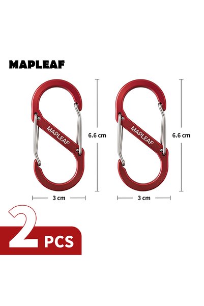 Choice أحمر - قطعتان من مشبك كارابينر MAPLEAF مزدوج الباب على شكل حرف S للاست...