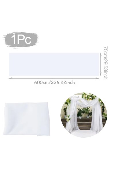 Choice 75X600cm white 6M Tulle Backdrop Arch Draping Sheer Backdrop Curtain W...