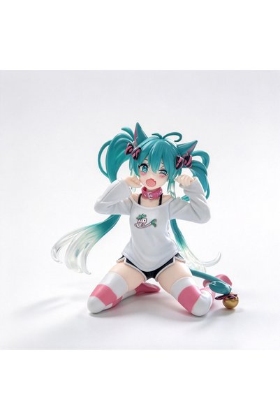 BANDAI A-no box Hatsune Miku Anime Figure 3 Styles Kawaii Cat Ear Princess Dr...