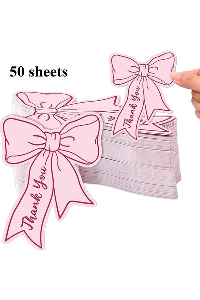 Choice 50 sheets pink Bow Mini Thank You Cards with Blank Message Notes,Suita...