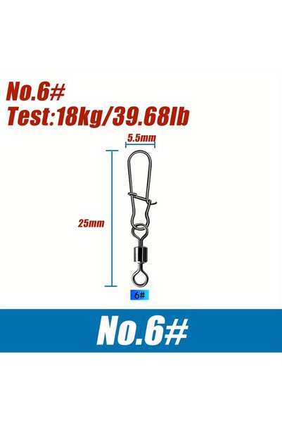 Choice size6-100PCS Fishing Connector Stainless Steel Snap Bearing Rolling Fi...