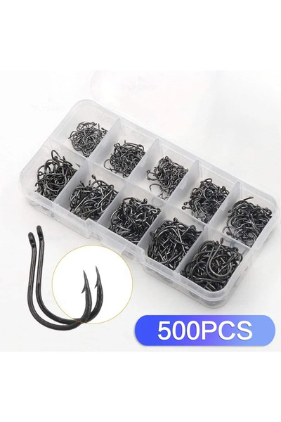 Choice 500pcs 100/500 PCS Fishing Hooks Set #3~#12 Carbon Steel Single Circle...