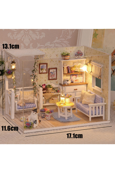 Choice 3013-B With Cover DIY Wooden Miniature Doll House Kit 3D Puzzle Assemb...